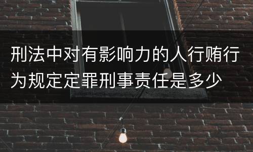 刑法中对有影响力的人行贿行为规定定罪刑事责任是多少