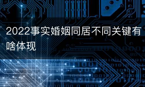 2022事实婚姻同居不同关键有啥体现