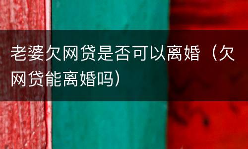 老婆欠网贷是否可以离婚（欠网贷能离婚吗）