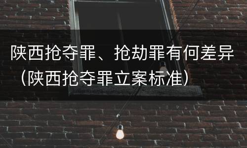 陕西抢夺罪、抢劫罪有何差异（陕西抢夺罪立案标准）