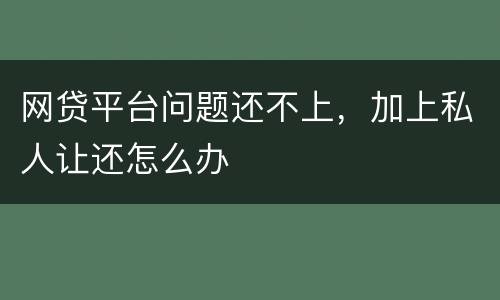 网贷平台问题还不上，加上私人让还怎么办