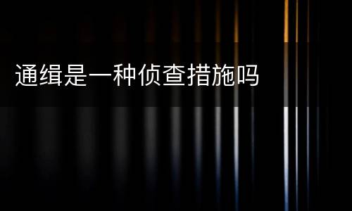 通缉是一种侦查措施吗