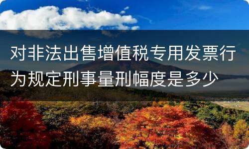 对非法出售增值税专用发票行为规定刑事量刑幅度是多少
