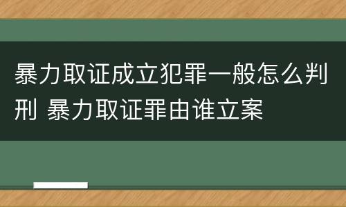暴力取证成立犯罪一般怎么判刑 暴力取证罪由谁立案