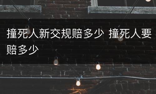 撞死人新交规赔多少 撞死人要赔多少