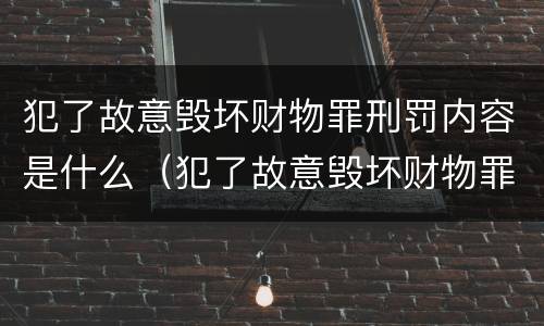 犯了故意毁坏财物罪刑罚内容是什么（犯了故意毁坏财物罪刑罚内容是什么意思）