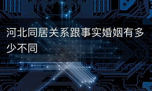 河北同居关系跟事实婚姻有多少不同