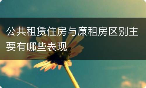公共租赁住房与廉租房区别主要有哪些表现