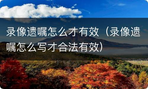 录像遗嘱怎么才有效（录像遗嘱怎么写才合法有效）