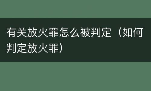 有关放火罪怎么被判定（如何判定放火罪）