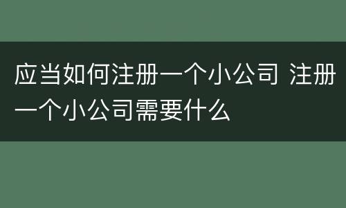 应当如何注册一个小公司 注册一个小公司需要什么