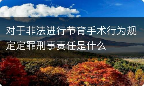对于非法进行节育手术行为规定定罪刑事责任是什么