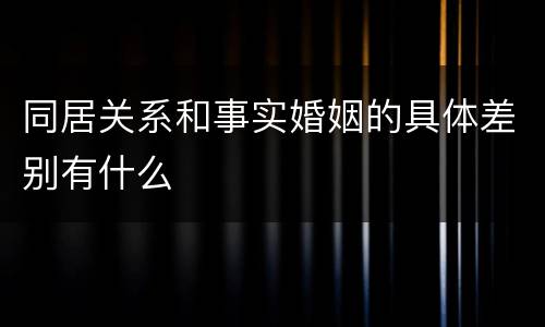 同居关系和事实婚姻的具体差别有什么