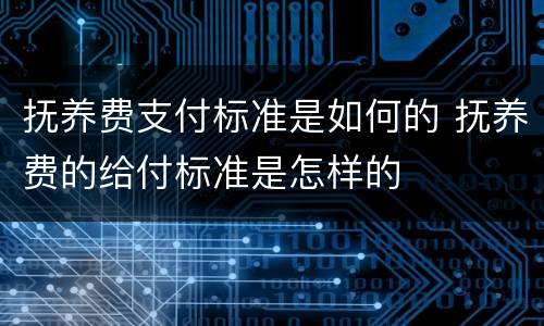 抚养费支付标准是如何的 抚养费的给付标准是怎样的