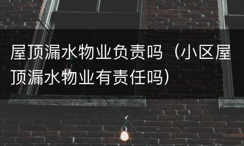 屋顶漏水物业负责吗（小区屋顶漏水物业有责任吗）