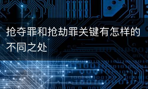 抢夺罪和抢劫罪关键有怎样的不同之处