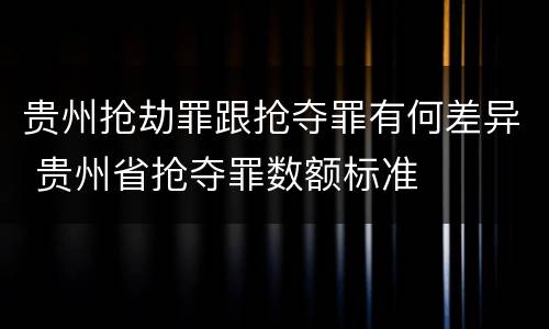 贵州抢劫罪跟抢夺罪有何差异 贵州省抢夺罪数额标准
