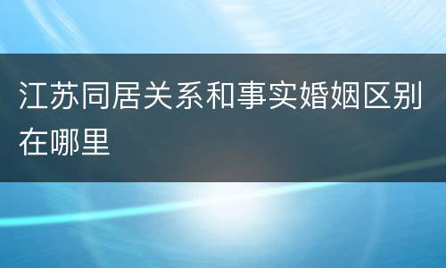 江苏同居关系和事实婚姻区别在哪里