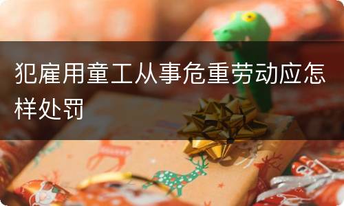 犯雇用童工从事危重劳动应怎样处罚