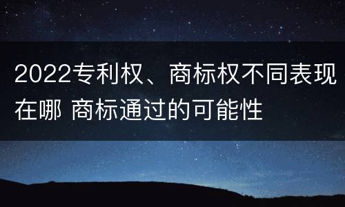 2022专利权、商标权不同表现在哪 商标通过的可能性