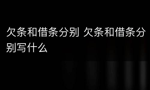 欠条和借条分别 欠条和借条分别写什么
