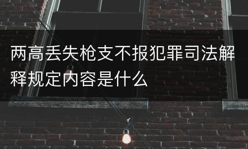 两高丢失枪支不报犯罪司法解释规定内容是什么
