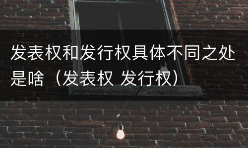发表权和发行权具体不同之处是啥（发表权 发行权）