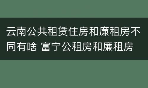 云南公共租赁住房和廉租房不同有啥 富宁公租房和廉租房