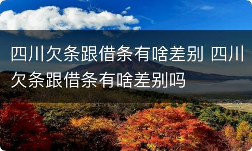 四川欠条跟借条有啥差别 四川欠条跟借条有啥差别吗