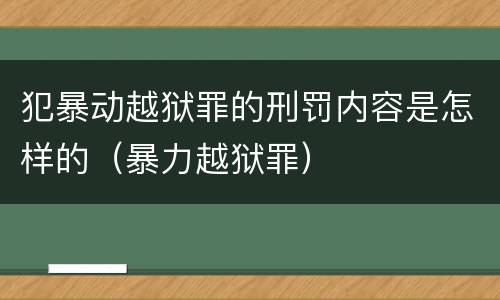 犯暴动越狱罪的刑罚内容是怎样的（暴力越狱罪）