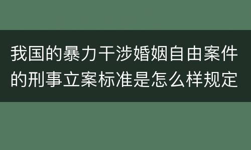 我国的暴力干涉婚姻自由案件的刑事立案标准是怎么样规定
