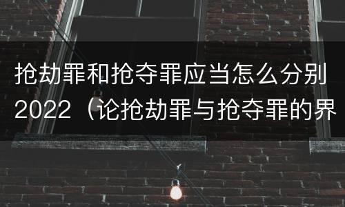 抢劫罪和抢夺罪应当怎么分别2022（论抢劫罪与抢夺罪的界限）
