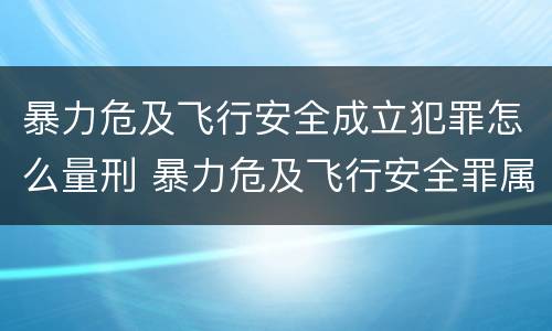 暴力危及飞行安全成立犯罪怎么量刑 暴力危及飞行安全罪属于什么犯