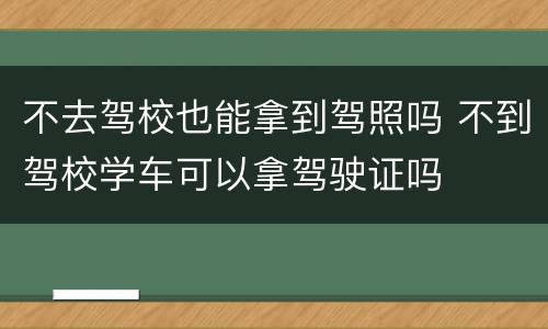 不去驾校也能拿到驾照吗 不到驾校学车可以拿驾驶证吗