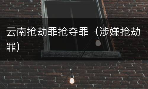云南抢劫罪抢夺罪（涉嫌抢劫罪）