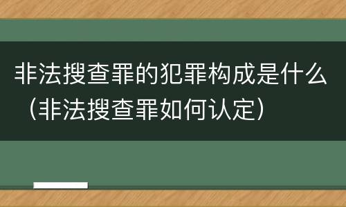 非法搜查罪的犯罪构成是什么（非法搜查罪如何认定）