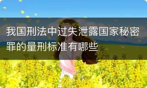 我国刑法中过失泄露国家秘密罪的量刑标准有哪些