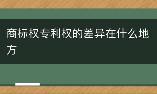 商标权专利权的差异在什么地方
