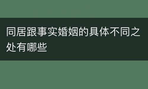 同居跟事实婚姻的具体不同之处有哪些