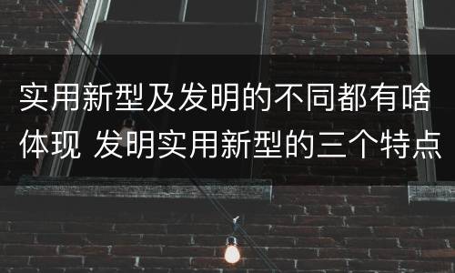 实用新型及发明的不同都有啥体现 发明实用新型的三个特点