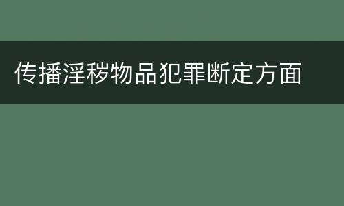 传播淫秽物品犯罪断定方面