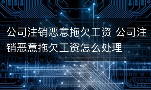 公司注销恶意拖欠工资 公司注销恶意拖欠工资怎么处理