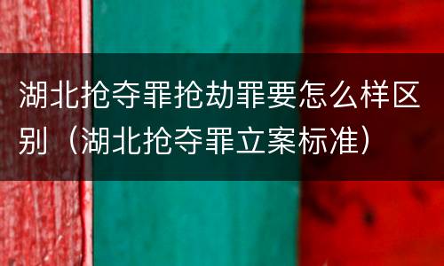 湖北抢夺罪抢劫罪要怎么样区别（湖北抢夺罪立案标准）