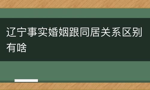 辽宁事实婚姻跟同居关系区别有啥