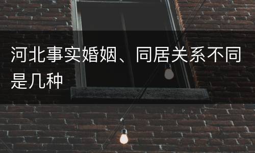 河北事实婚姻、同居关系不同是几种