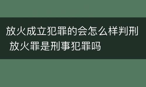 放火成立犯罪的会怎么样判刑 放火罪是刑事犯罪吗