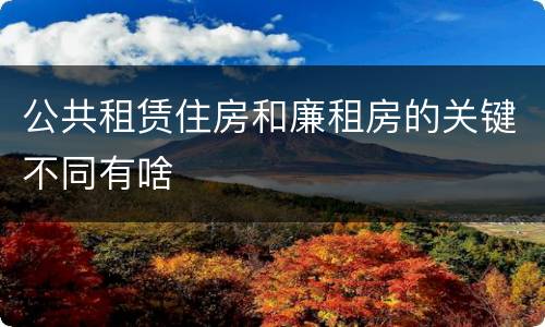 公共租赁住房和廉租房的关键不同有啥