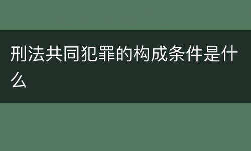 刑法共同犯罪的构成条件是什么