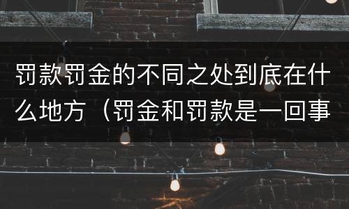 罚款罚金的不同之处到底在什么地方（罚金和罚款是一回事吗）