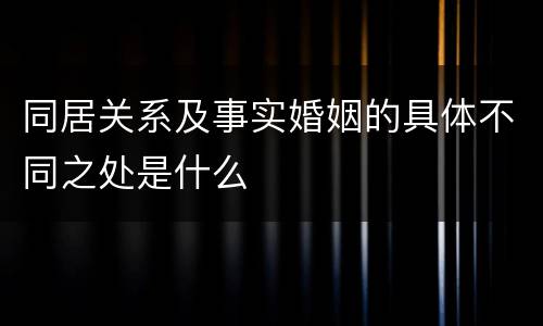 同居关系及事实婚姻的具体不同之处是什么